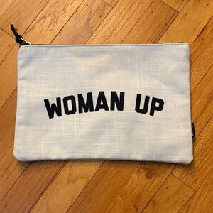 Stylish White Pouch with Black Lettering